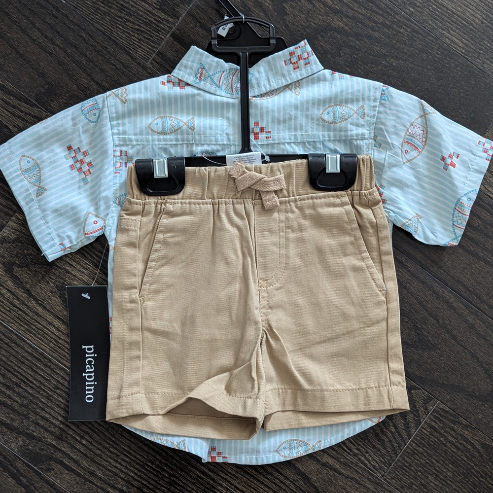 2/$35 Picapino Baby Boy 2-Piece Outfit • 12 Months • Cotton